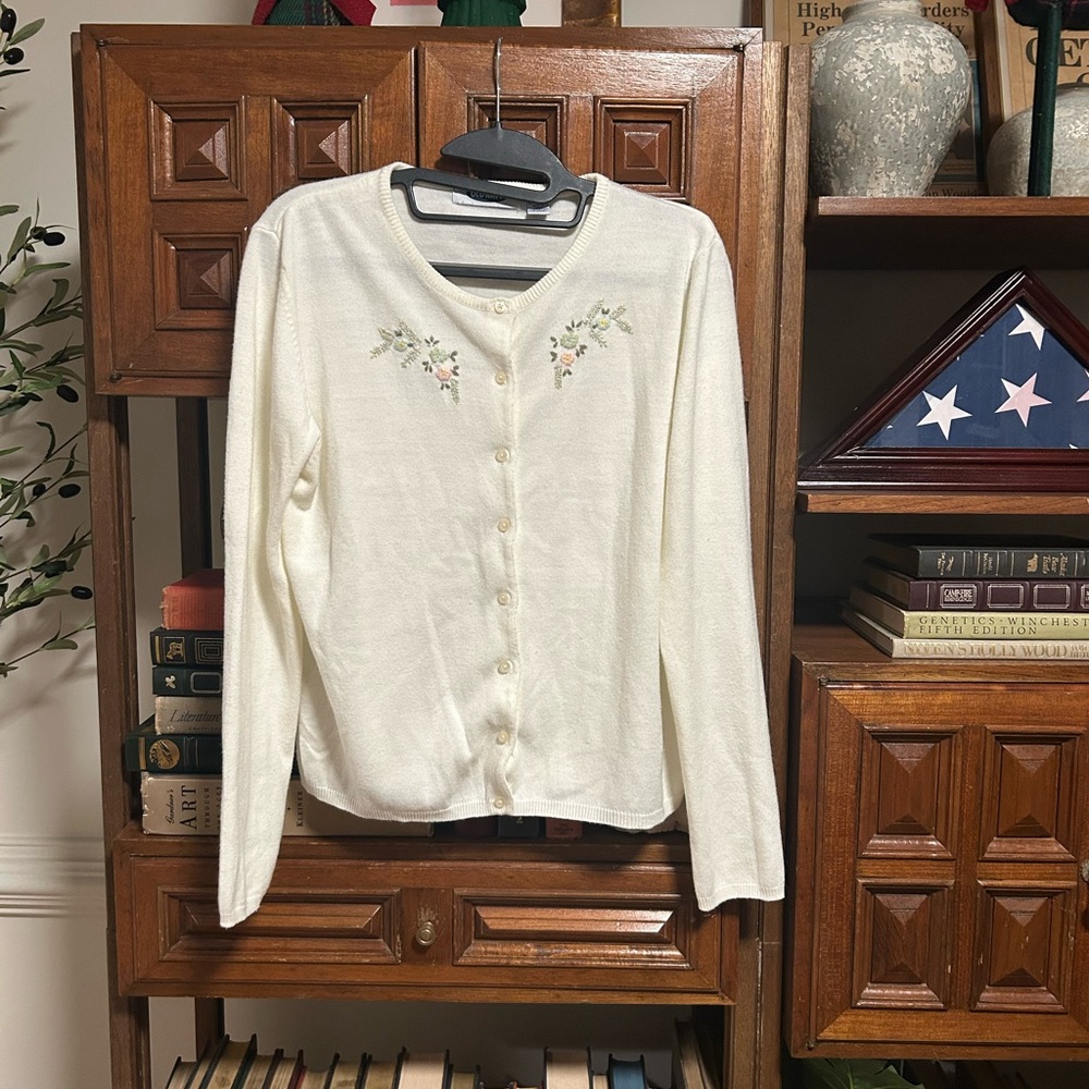 vintage Old Navy Cream Floral Cardigan